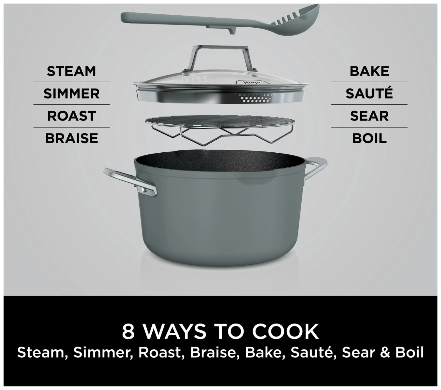 Ninja Zerostick 30cm Non Stick Aluminium Possible Pot -Grey 5 Ninja Zerostick 30cm Non Stick Aluminium Possible Pot -Grey - Image 3