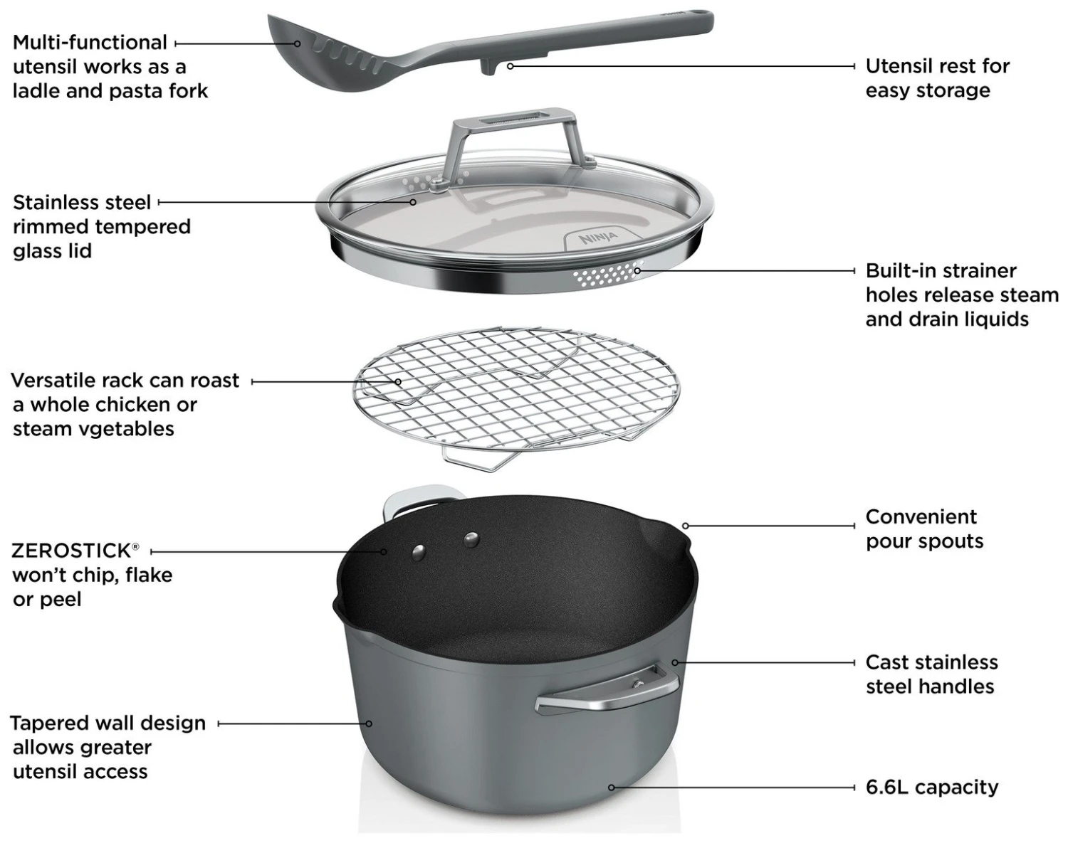 Ninja Zerostick 30cm Non Stick Aluminium Possible Pot -Grey 12 Ninja Zerostick 30cm Non Stick Aluminium Possible Pot -Grey - Image 10