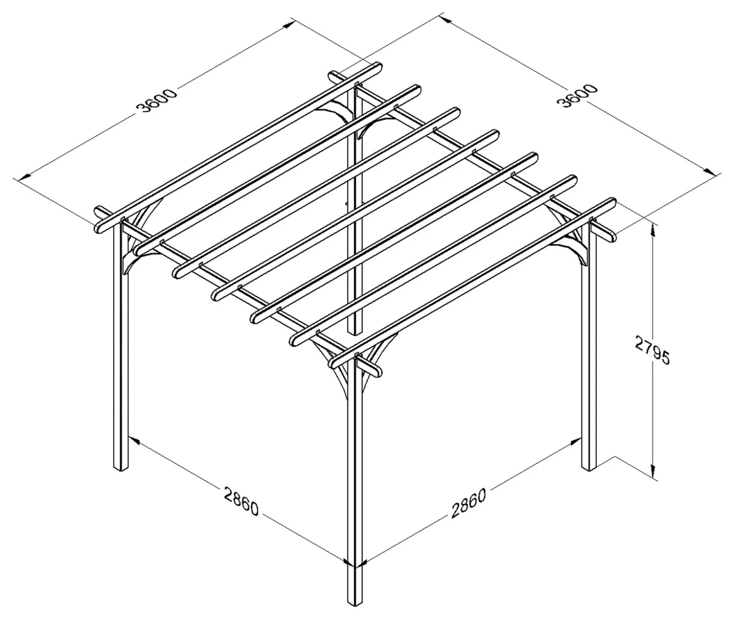 Forest Garden 3.6m X 3.6m Pergola 4 Forest Garden 3.6m X 3.6m Pergola - Image 2