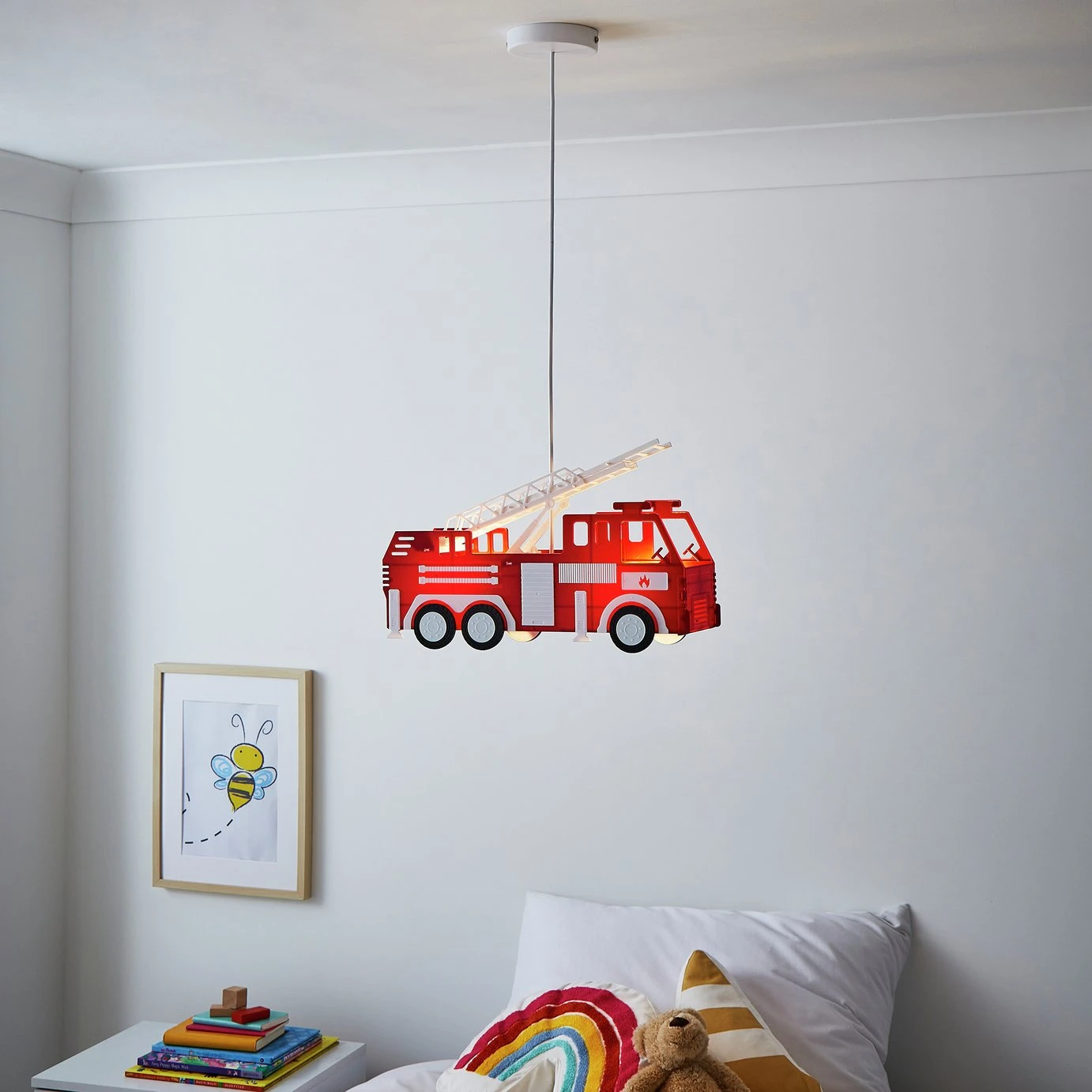 Glow Kids Fire Engine Ceiling Light - Red 4 Glow Kids Fire Engine Ceiling Light - Red - Image 2