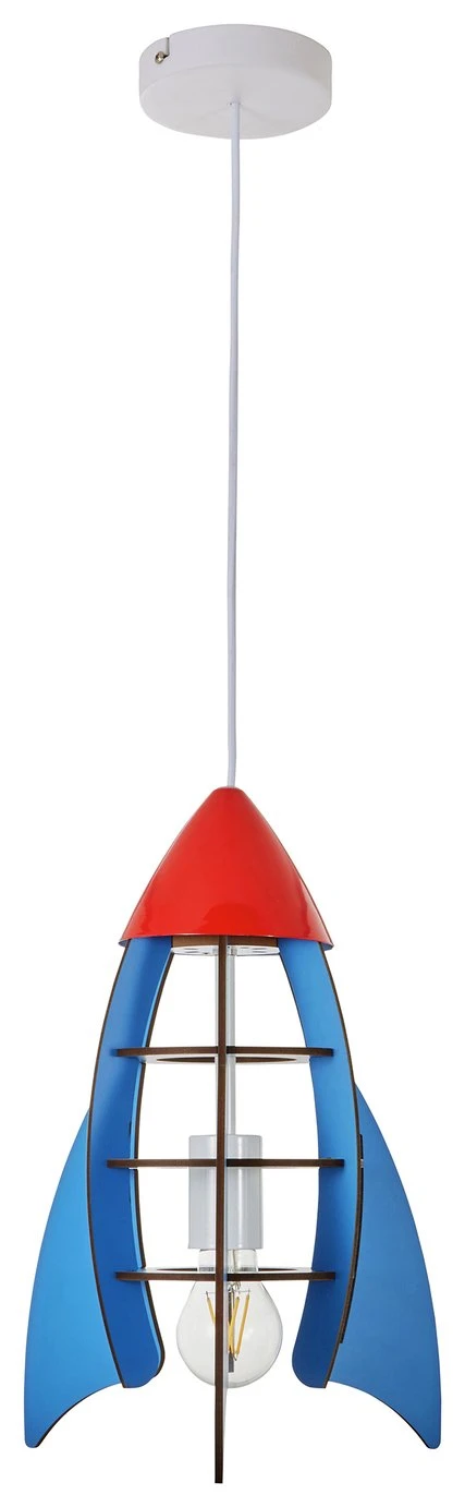 Glow Kids Rocket Ceiling Pendant Light - Blue & Red 6 Glow Kids Rocket Ceiling Pendant Light - Blue & Red - Image 4