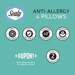 Sealy Anti Allergy Medium Firm Pillow - 4 Pack -Home Furnishings Store 1156609 R Z008A