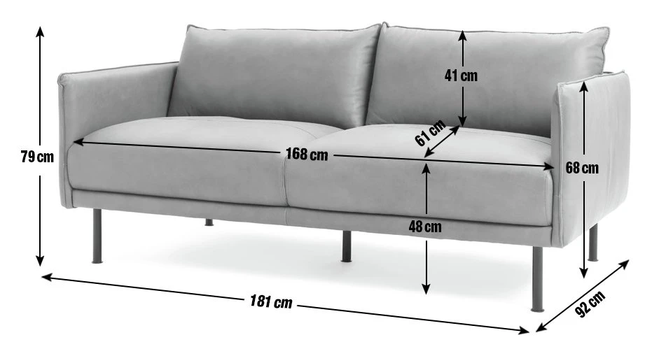 Habitat Moore Leather 3 Seater Sofa - Dark Grey 6 Habitat Moore Leather 3 Seater Sofa - Dark Grey - Image 4