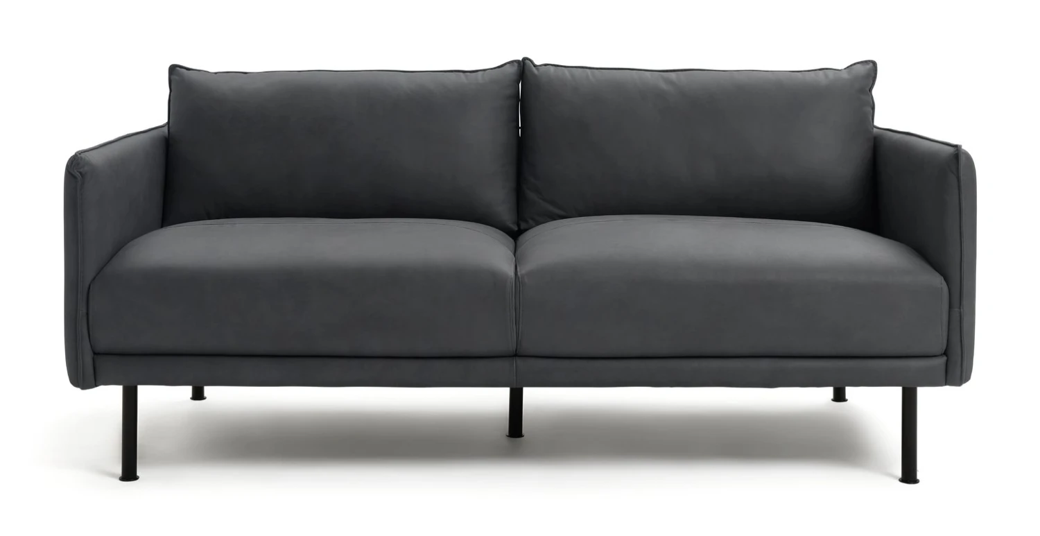 Habitat Moore Leather 3 Seater Sofa - Dark Grey 3 Habitat Moore Leather 3 Seater Sofa - Dark Grey
