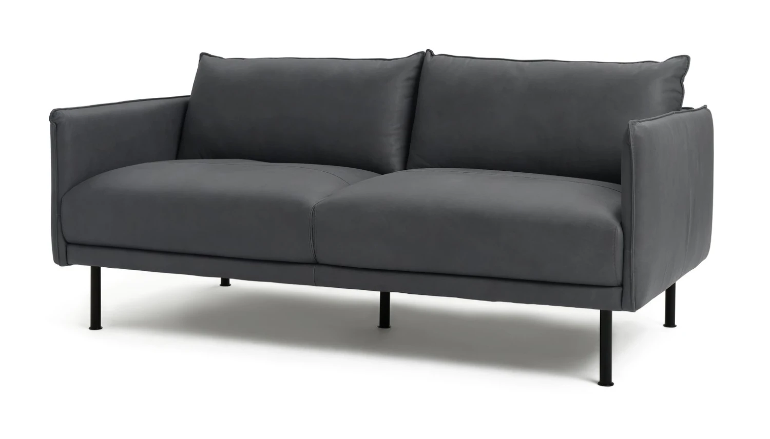 Habitat Moore Leather 3 Seater Sofa - Dark Grey 7 Habitat Moore Leather 3 Seater Sofa - Dark Grey - Image 5