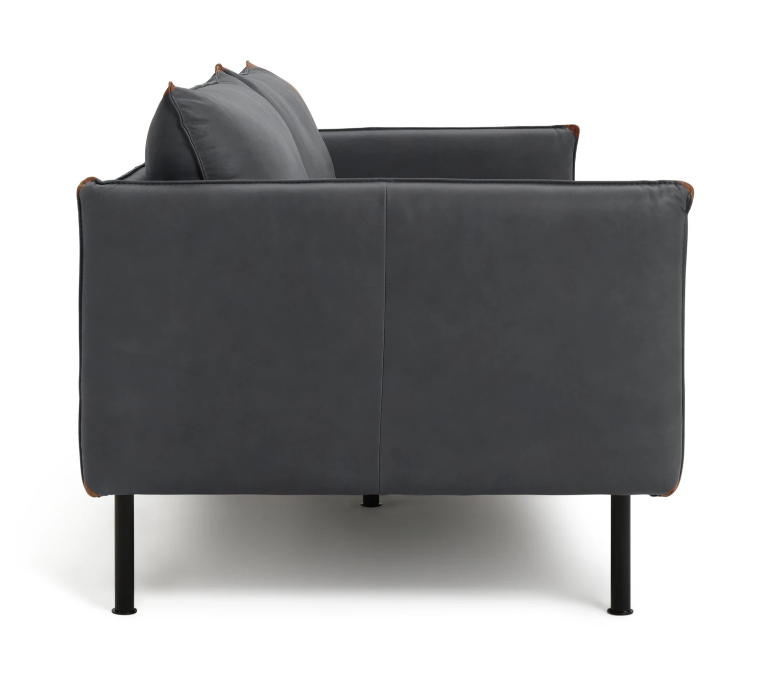 Habitat Moore Leather 3 Seater Sofa - Dark Grey 9 Habitat Moore Leather 3 Seater Sofa - Dark Grey - Image 7