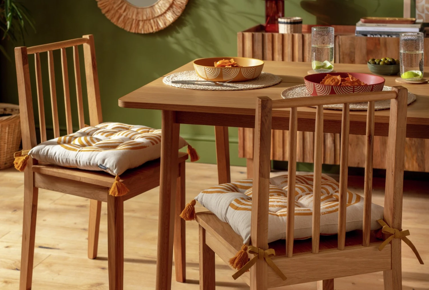 Habitat Block Print Pack Of 2 Seat Cushion - Orange 4 Habitat Block Print Pack Of 2 Seat Cushion - Orange - Image 2