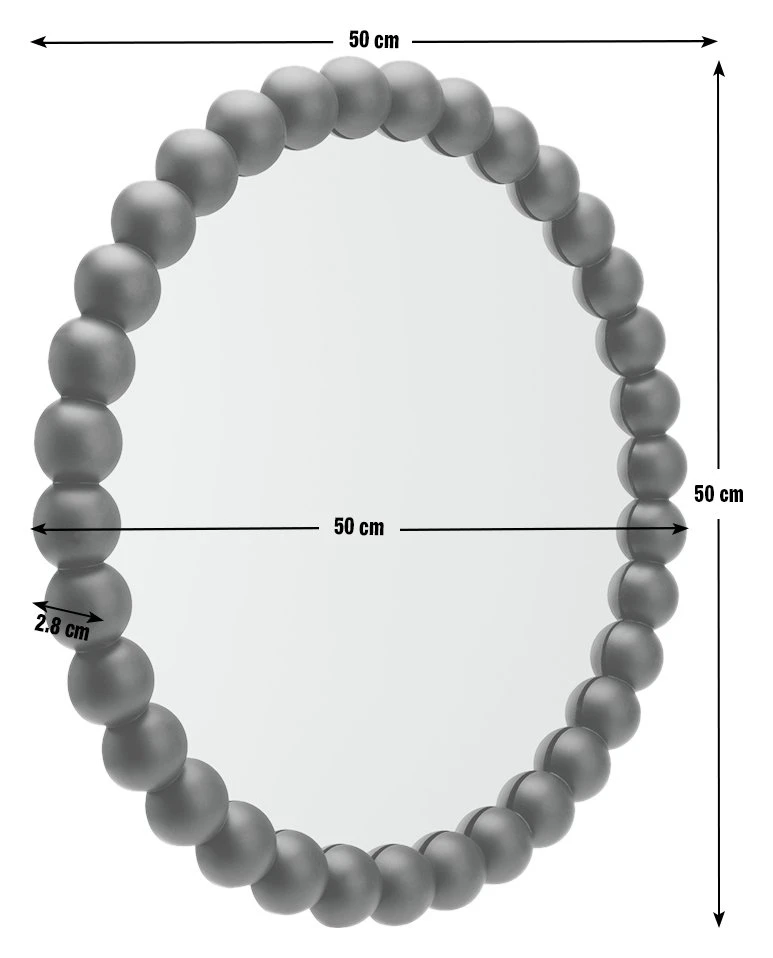 Habitat Beaded Round Wall Mirror - Black - 50x50cm 5 Habitat Beaded Round Wall Mirror - Black - 50x50cm - Image 3