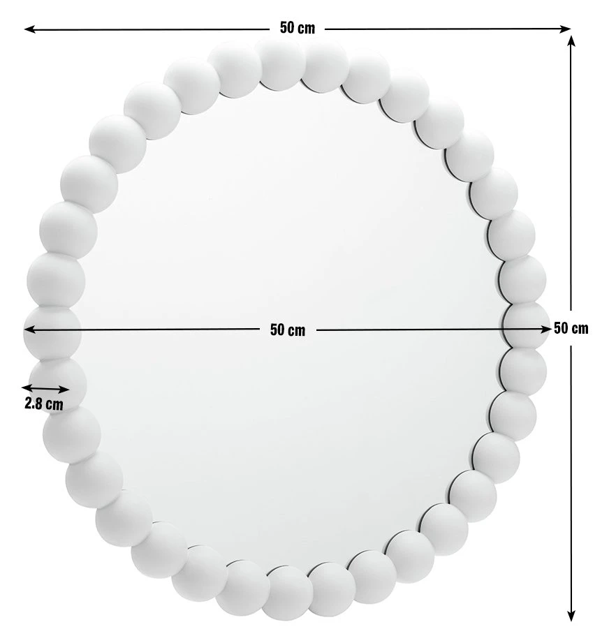 Habitat Beaded Round Wall Mirror - White - 50x50cm 5 Habitat Beaded Round Wall Mirror - White - 50x50cm - Image 3