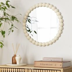Habitat Beaded Round Wall Mirror - White - 50x50cm 8 Habitat Beaded Round Wall Mirror - White - 50x50cm -Home Furnishings Store 1182941 R Z001C