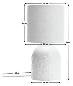 Habitat Embossed Floral Ceramic Table Lamp - Off White -Home Furnishings Store 1233656 R E001