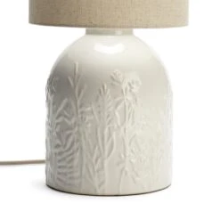 Habitat Embossed Floral Ceramic Table Lamp - Off White -Home Furnishings Store 1233656 R Z003A