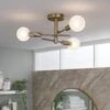 Habitat Globe Ribbed Metal Bathroom Ceiling Light - Brass -Home Furnishings Store 1233711 R Z001A