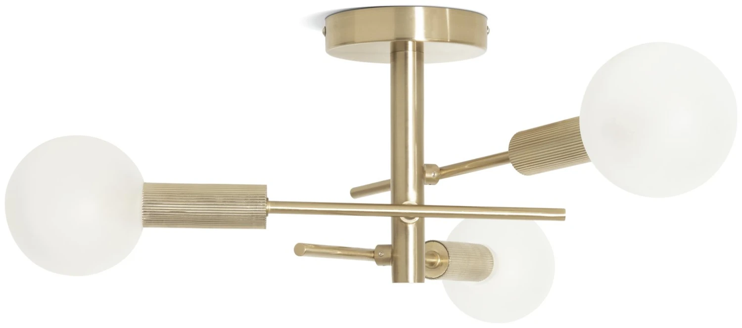 Habitat Globe Ribbed Metal Bathroom Ceiling Light - Brass 4 Habitat Globe Ribbed Metal Bathroom Ceiling Light - Brass - Image 2