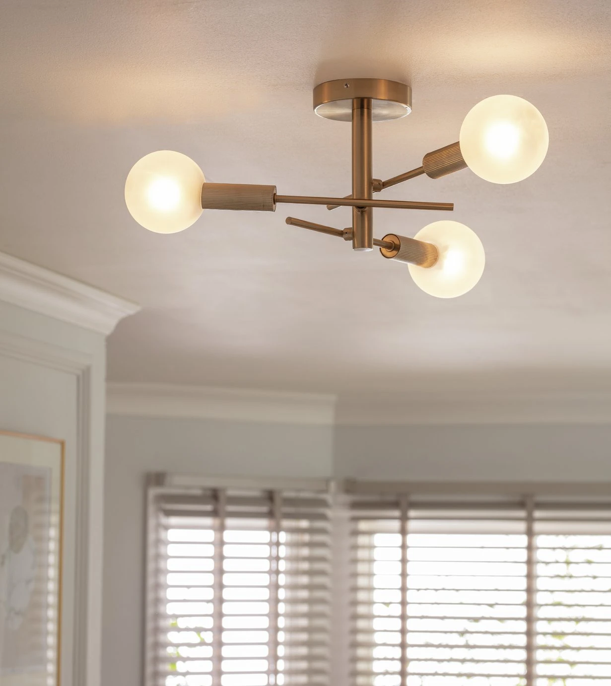 Habitat Globe Ribbed Metal Bathroom Ceiling Light - Brass 9 Habitat Globe Ribbed Metal Bathroom Ceiling Light - Brass - Image 7