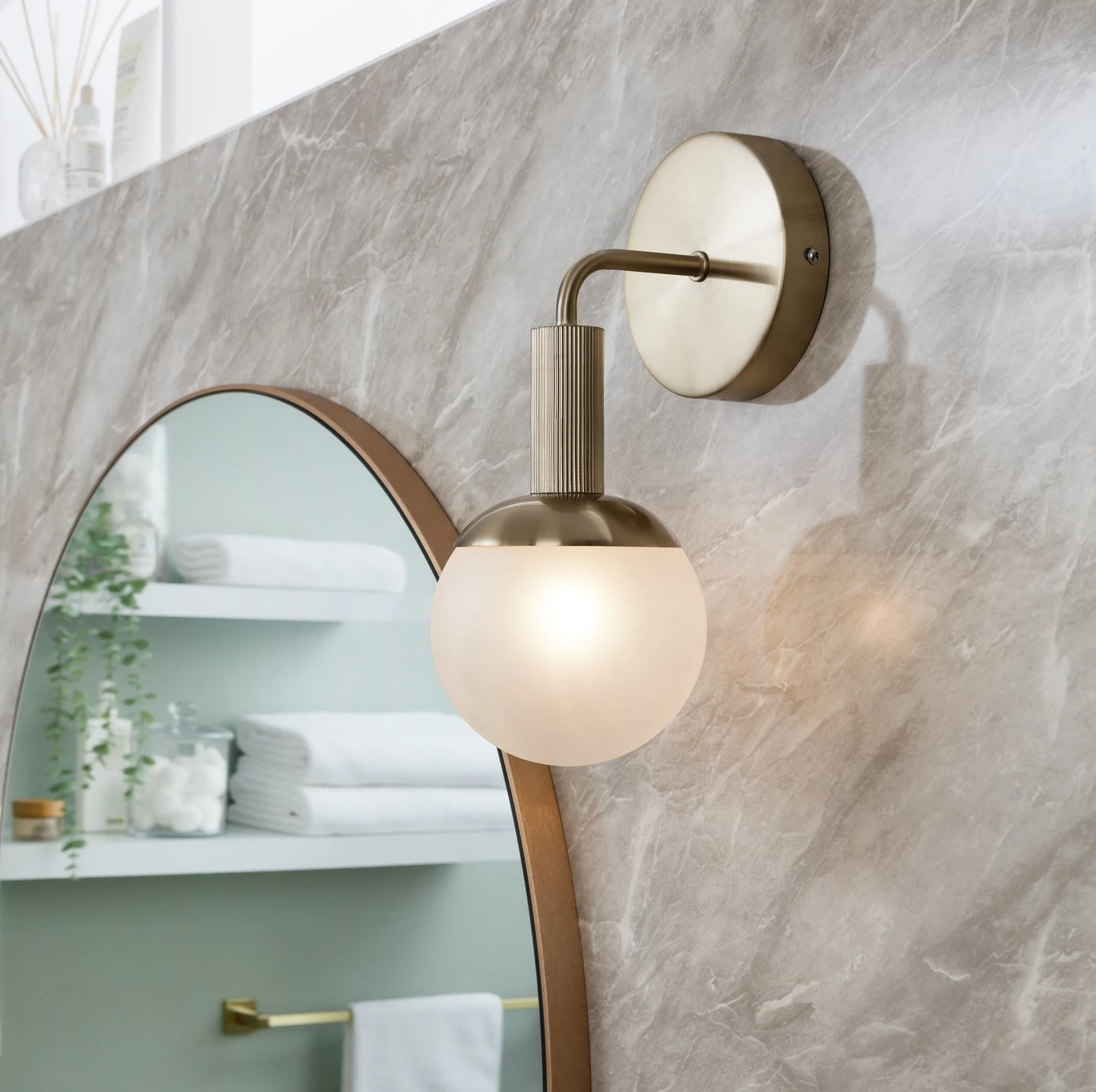 Habitat Ribbed Metal Bathroom Wall Light - Gold 3 Habitat Ribbed Metal Bathroom Wall Light - Gold