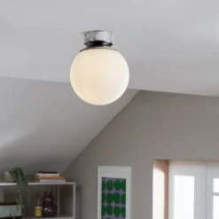 Habitat Opal Glass Bathroom Flush Ceiling Light - White -Home Furnishings Store 1233759 R Z002C