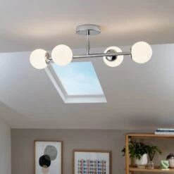 Habitat Metal 4 Light Bathroom Flush Ceiling Light - Chrome -Home Furnishings Store 1233807 R Z002C