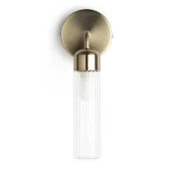 Habitat Ribbed Metal Bathroom Wall Light - Gold -Home Furnishings Store 1233814 R Z001C