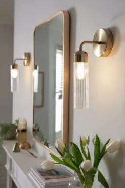 Habitat Ribbed Metal Bathroom Wall Light - Gold -Home Furnishings Store 1233814 R Z002C