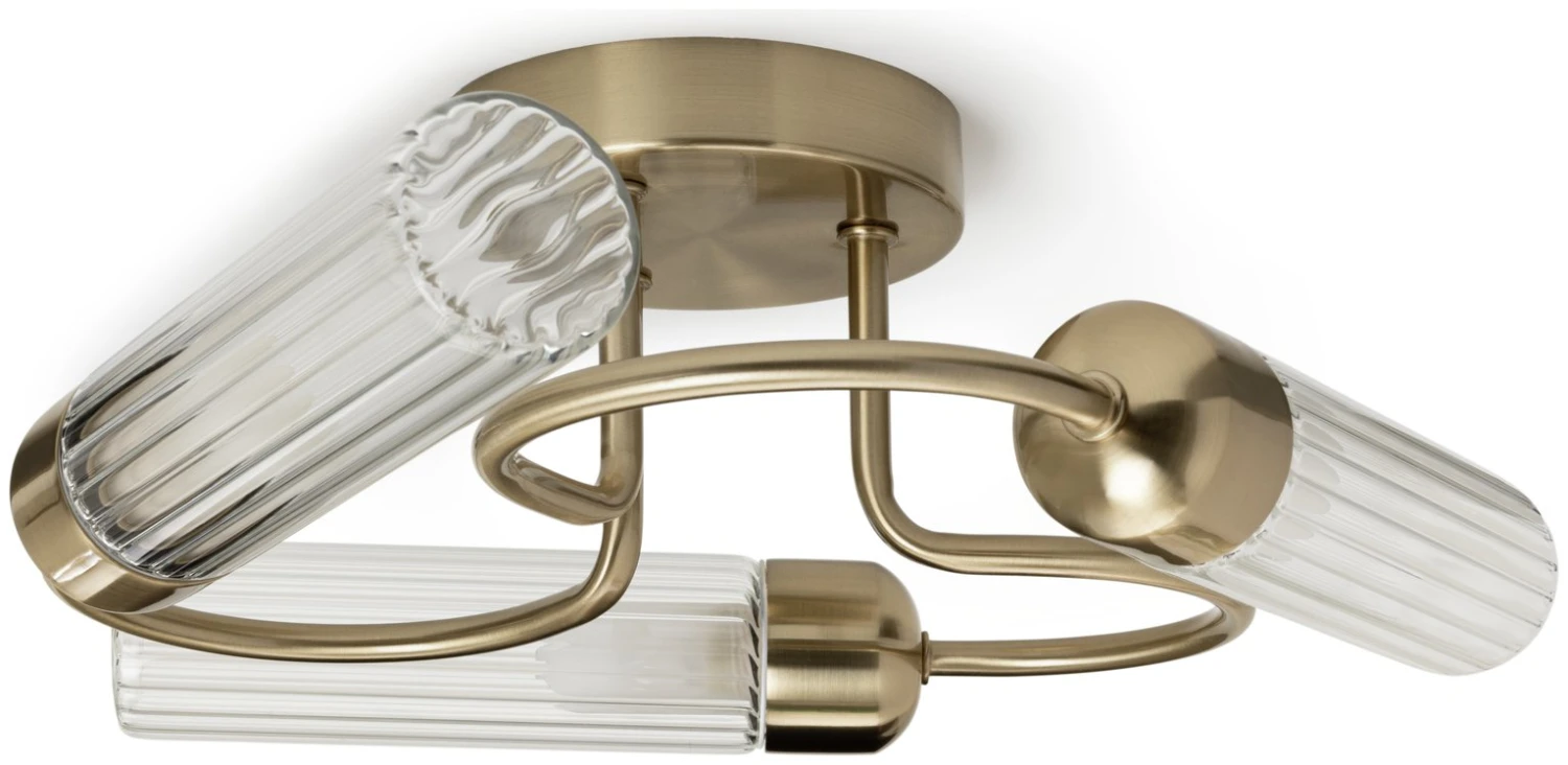 Habitat Ribbed Metal 3 Light Bathroom Ceiling Light - Gold 4 Habitat Ribbed Metal 3 Light Bathroom Ceiling Light - Gold - Image 2