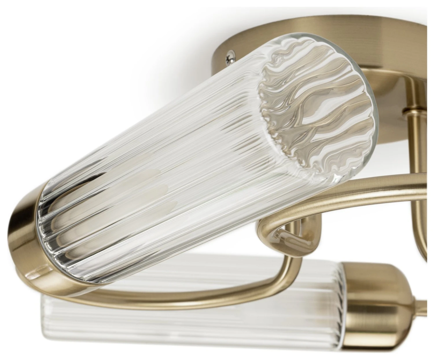 Habitat Ribbed Metal 3 Light Bathroom Ceiling Light - Gold 6 Habitat Ribbed Metal 3 Light Bathroom Ceiling Light - Gold - Image 4