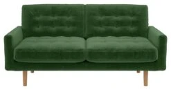Habitat Fenner Velvet 2 Seater Sofa - Moss Green