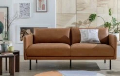 Habitat Moore Leather 3 Seater Sofa - Tan -Home Furnishings Store 1352616 R Z001C