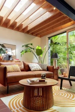 Habitat Moore Leather 3 Seater Sofa - Tan -Home Furnishings Store 1352616 R Z005C