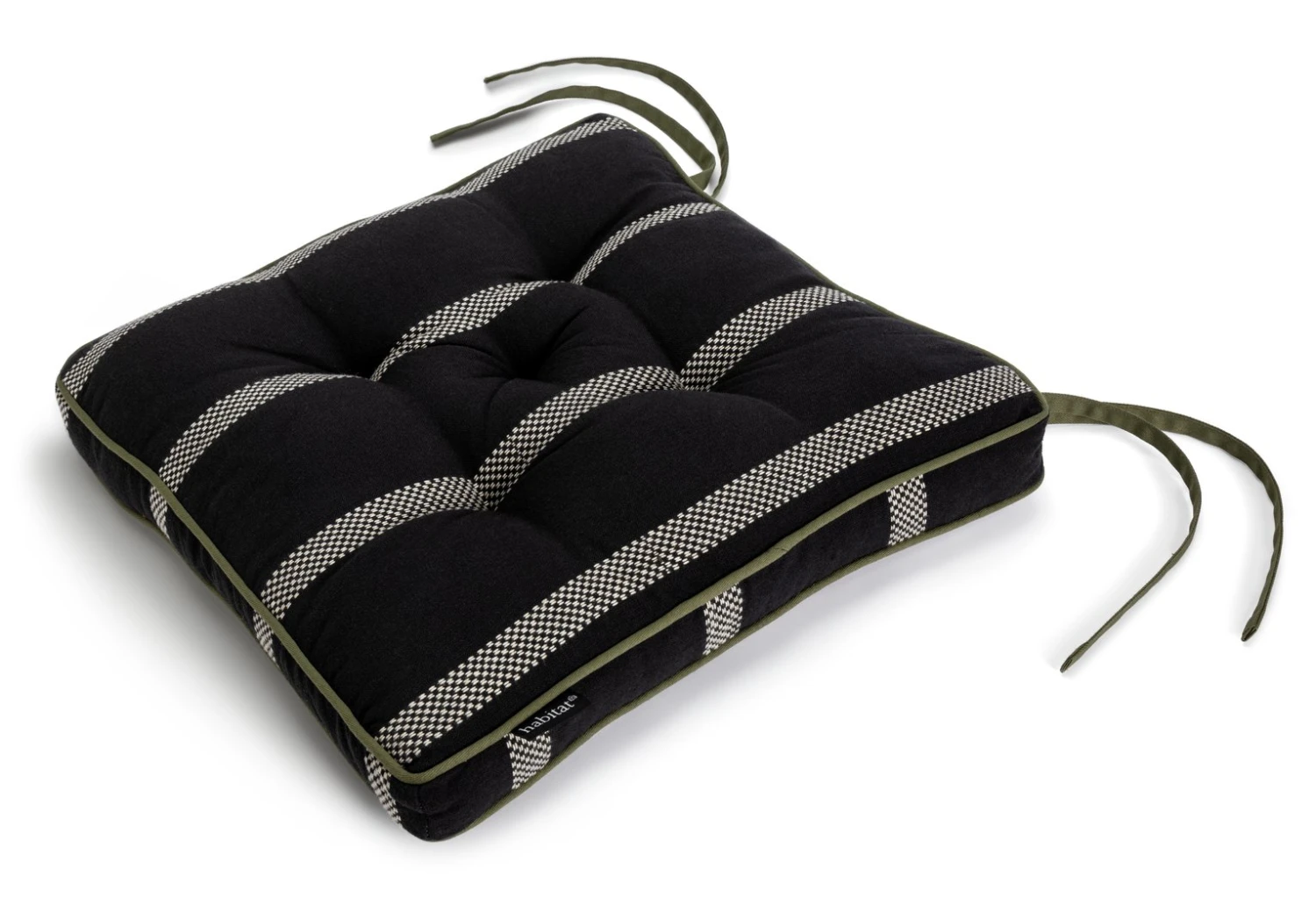 Habitat Woven Stripe Pack Of 2 Seat Cushion - Black 3 Habitat Woven Stripe Pack Of 2 Seat Cushion - Black