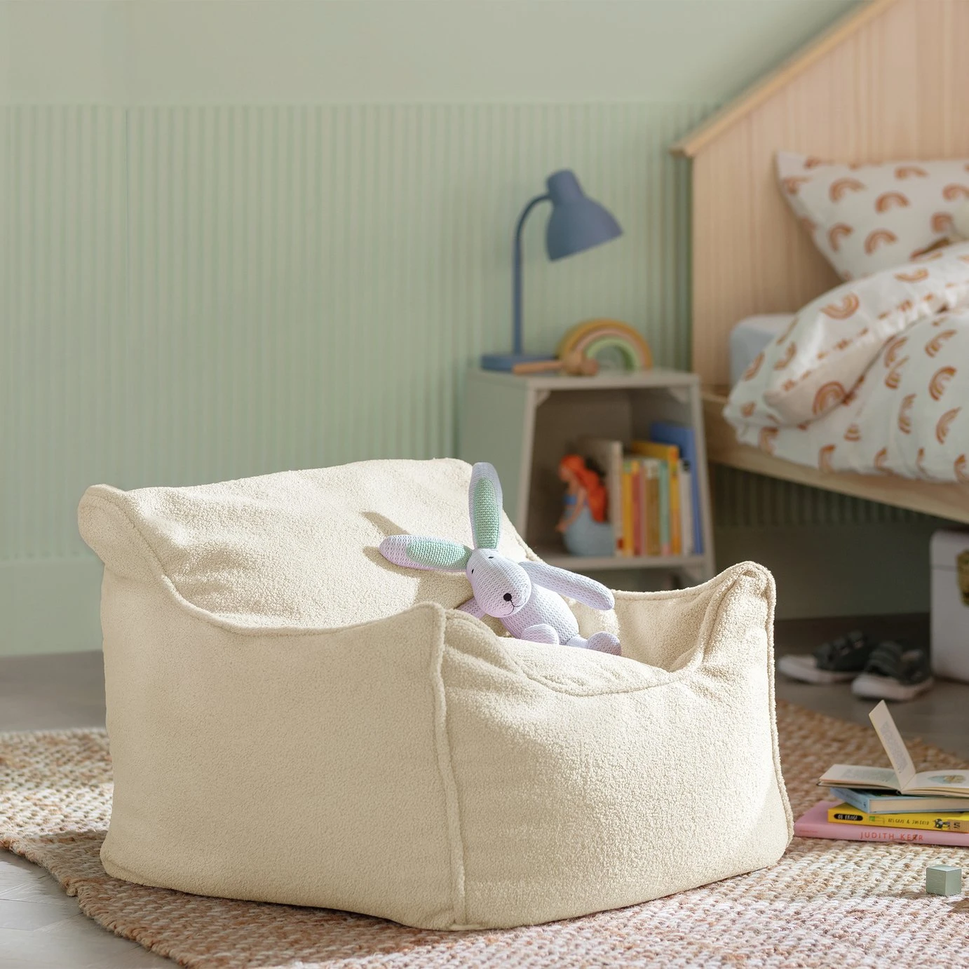 Habitat Kids Single Chair Boucle Bean Bag - Off White 3 Habitat Kids Single Chair Boucle Bean Bag - Off White