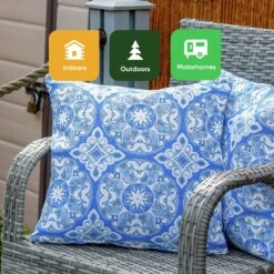 Streetwize Jacquard Outdoor Cushion Blue - Pack Of 4 -Home Furnishings Store 1480117 R Z006A