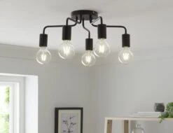 Habitat Rayner Steel 5 Light LED Flush Ceiling Light - Black -Home Furnishings Store 1518261 R Z002C