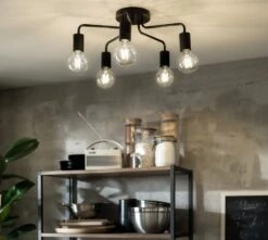 Habitat Rayner Steel 5 Light LED Flush Ceiling Light - Black -Home Furnishings Store 1518261 R Z003C