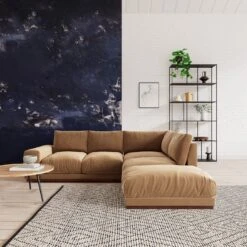 Swoon Denver Velvet Right Hand Corner Sofa - Biscuit -Home Furnishings Store 1972216 R Z001C