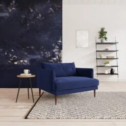 Swoon Kalmar Velvet Cuddle Chair - Ink Blue -Home Furnishings Store 1974290 R Z001C