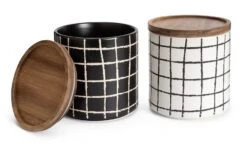 Habitat Grid Pack Of 2 Ceramic Canister - Black And White -Home Furnishings Store 1975402 R Z002A