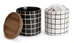 Habitat Grid Pack Of 2 Ceramic Canister - Black And White -Home Furnishings Store 1975402 R Z004A