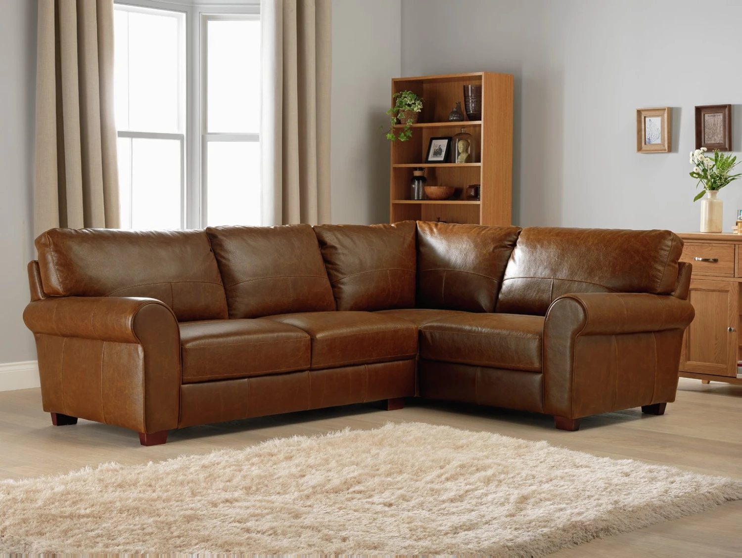 Habitat Salisbury Leather Left Hand Corner Sofa - Tan 4 Habitat Salisbury Leather Left Hand Corner Sofa - Tan - Image 2