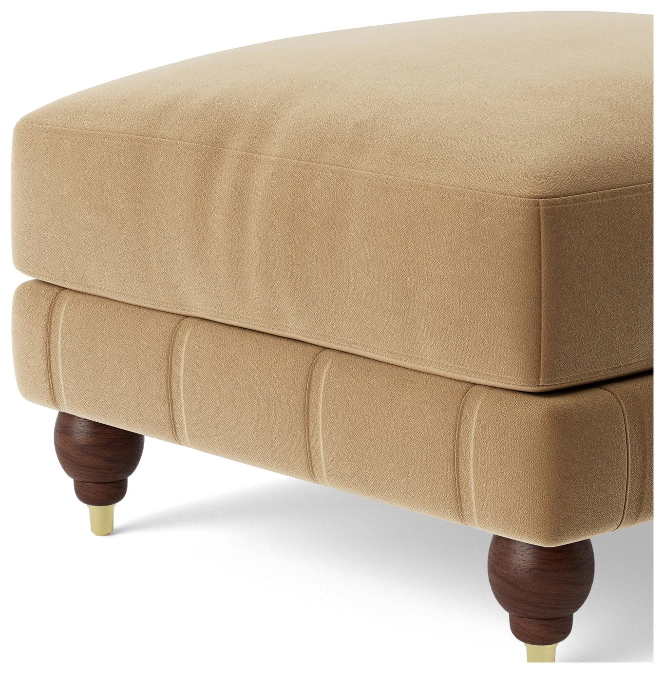Swoon Winston Velvet Ottoman Footstool - Biscuit 8 Swoon Winston Velvet Ottoman Footstool - Biscuit - Image 6
