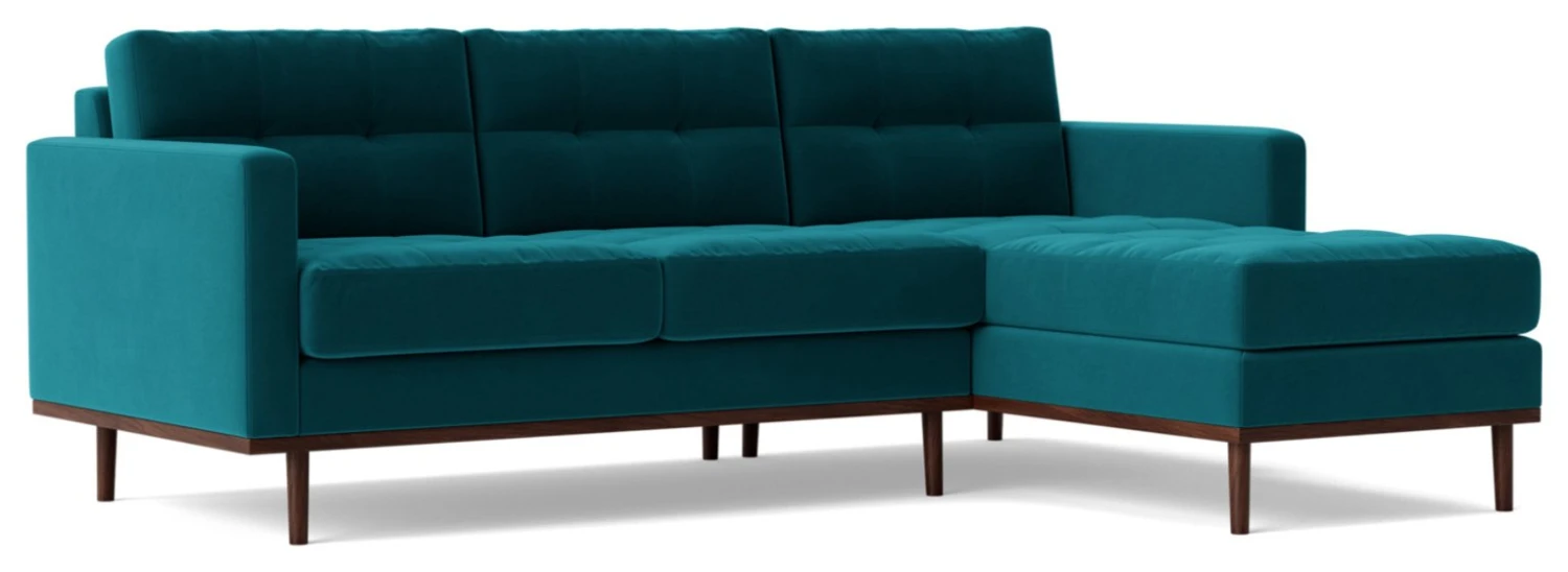 Swoon Berlin Velvet Right Hand Corner Sofa- Kingfisher Blue 3 Swoon Berlin Velvet Right Hand Corner Sofa- Kingfisher Blue