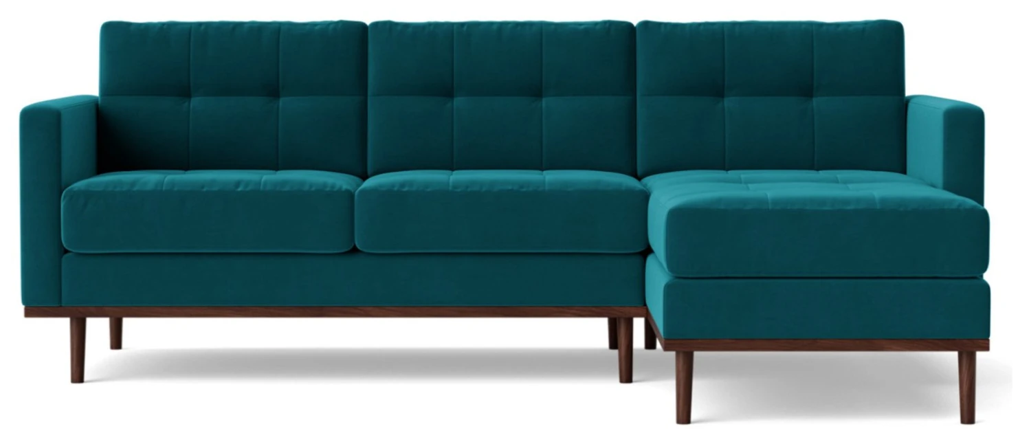 Swoon Berlin Velvet Right Hand Corner Sofa- Kingfisher Blue 7 Swoon Berlin Velvet Right Hand Corner Sofa- Kingfisher Blue - Image 5