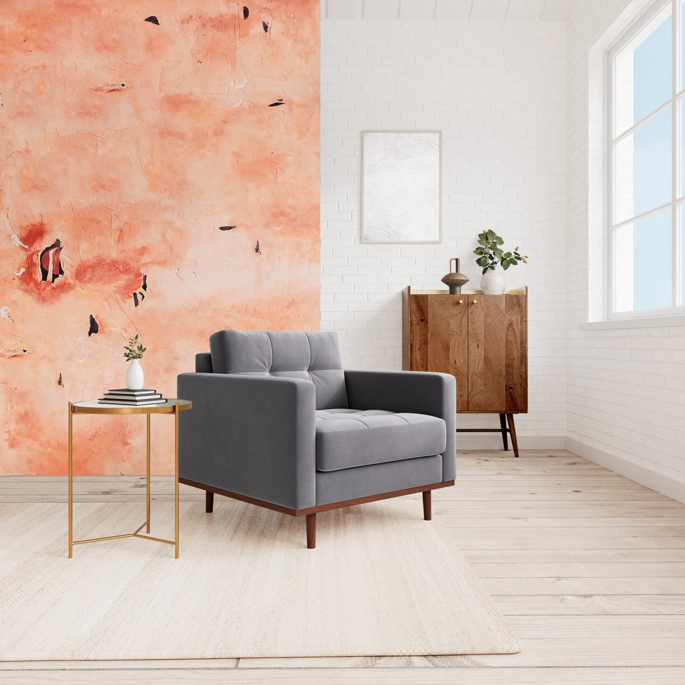 Swoon Berlin Velvet Armchair - Granite Grey 4 Swoon Berlin Velvet Armchair - Granite Grey - Image 2