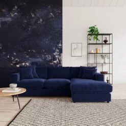 Swoon Althaea Velvet Right Hand Corner Sofa - Ink Blue -Home Furnishings Store 1998458 R Z001C