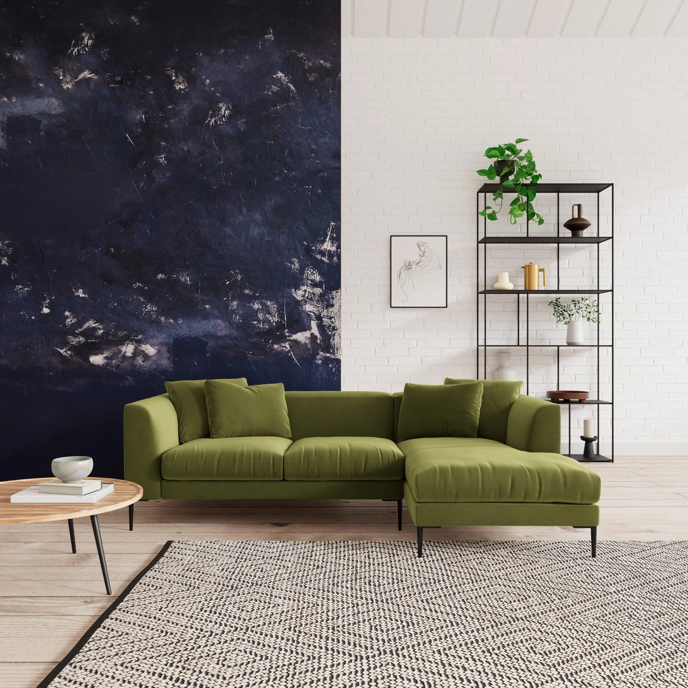 Swoon Alena Velvet Right Hand Corner Sofa - Fern Green 4 Swoon Alena Velvet Right Hand Corner Sofa - Fern Green - Image 2