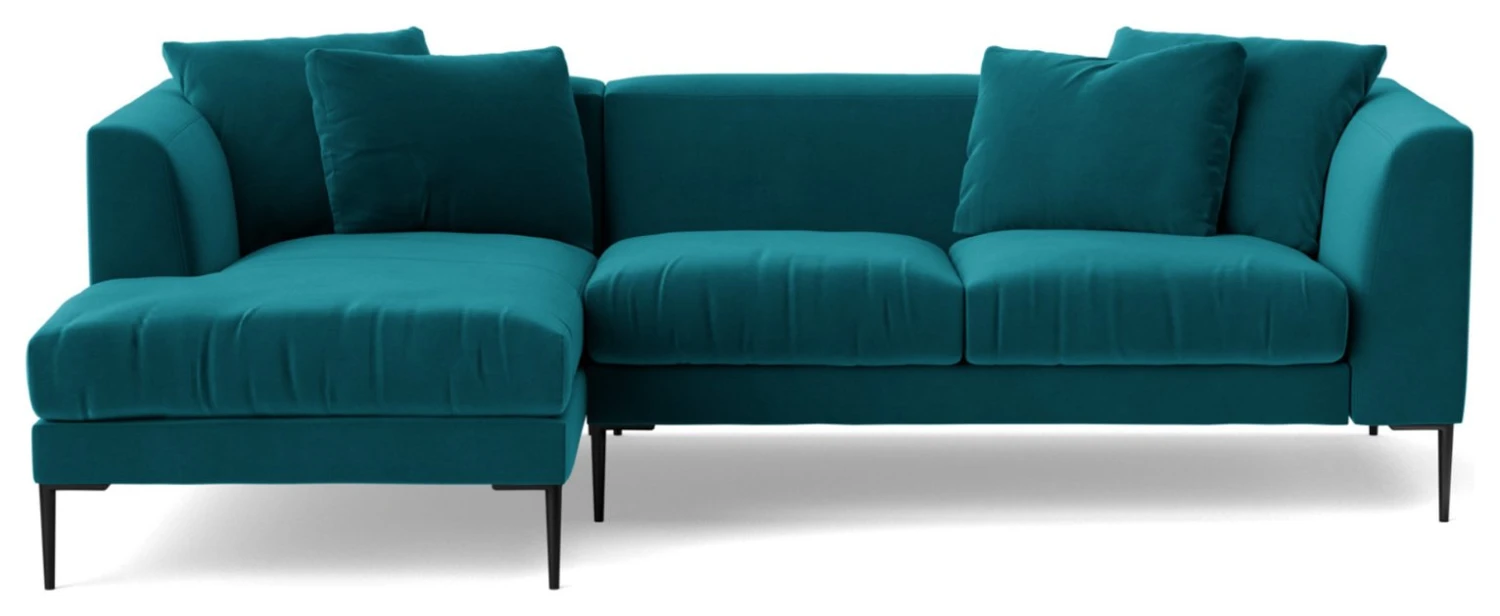 Swoon Alena Velvet Left Hand Corner Sofa - Kingfisher Blue 8 Swoon Alena Velvet Left Hand Corner Sofa - Kingfisher Blue - Image 6