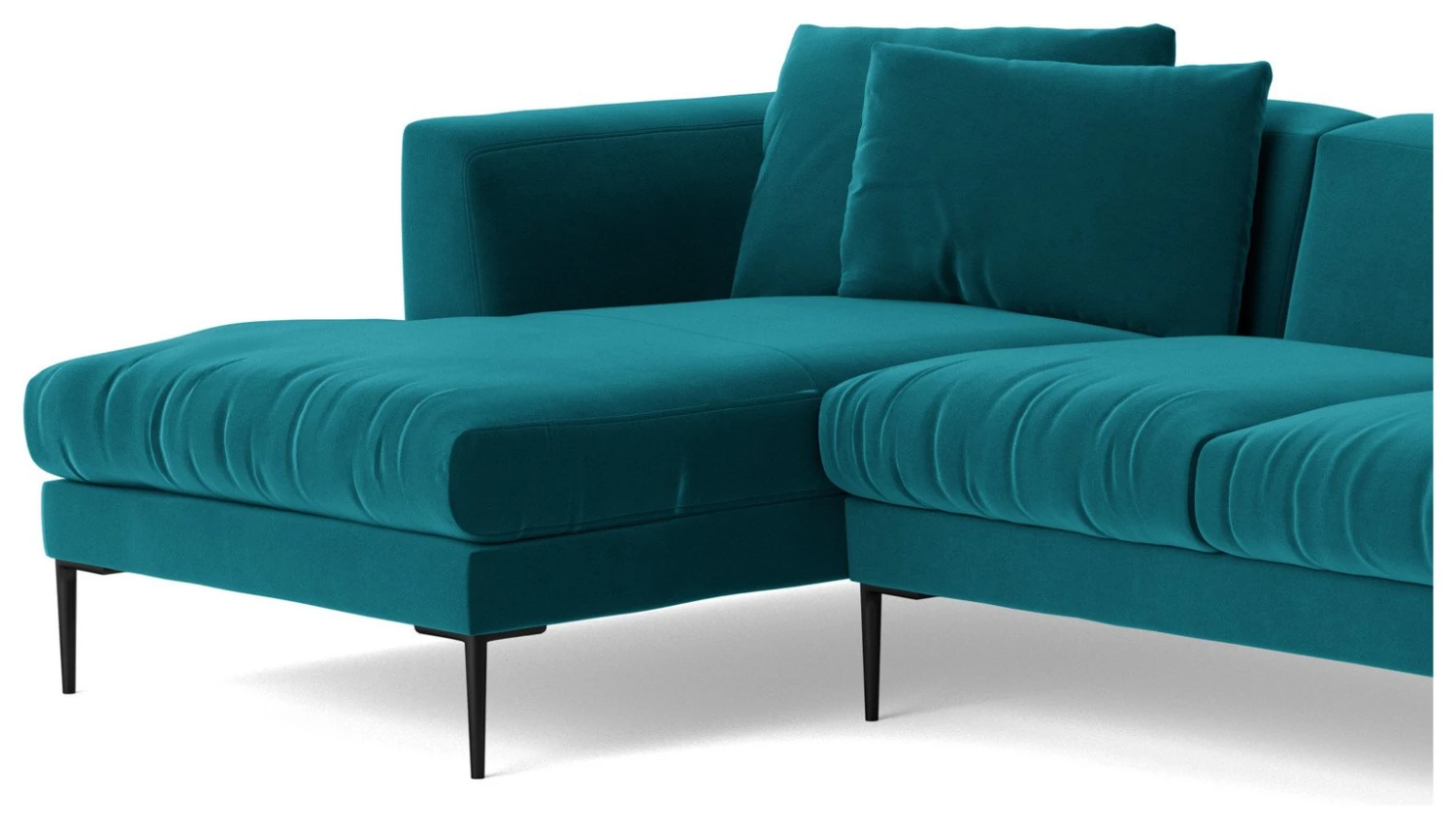 Swoon Alena Velvet Left Hand Corner Sofa - Kingfisher Blue 9 Swoon Alena Velvet Left Hand Corner Sofa - Kingfisher Blue - Image 7