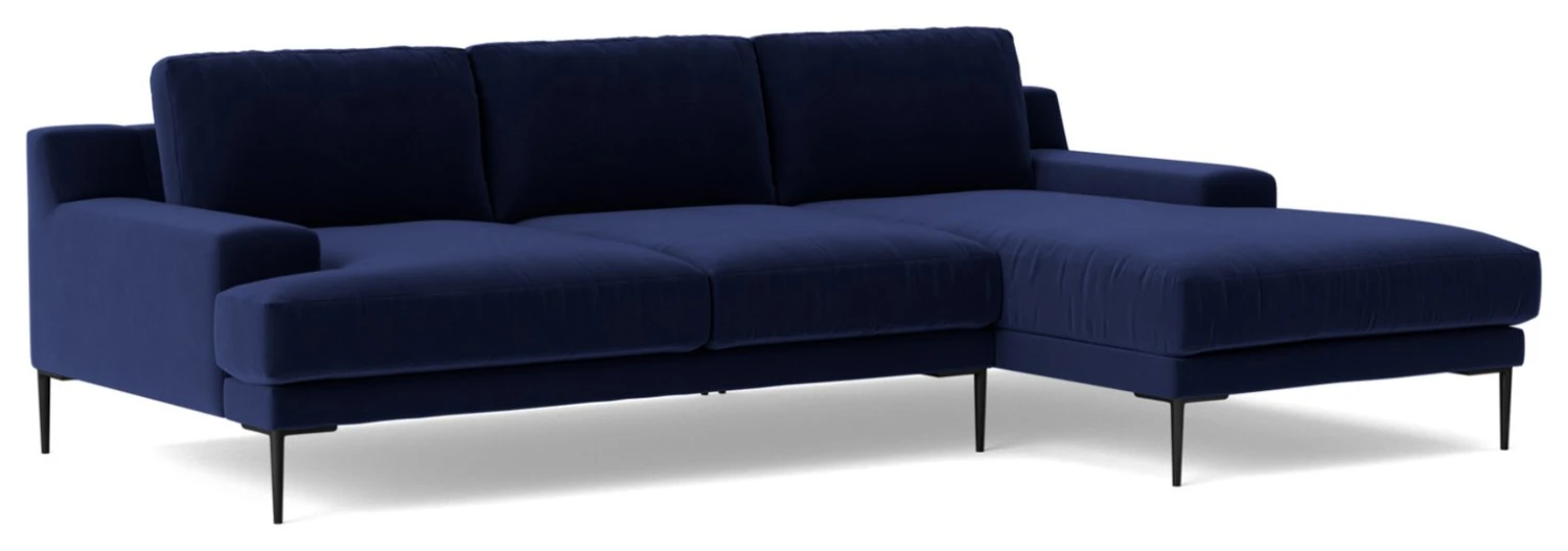 Swoon Almera Velvet Right Hand Corner Sofa - Ink Blue 3 Swoon Almera Velvet Right Hand Corner Sofa - Ink Blue