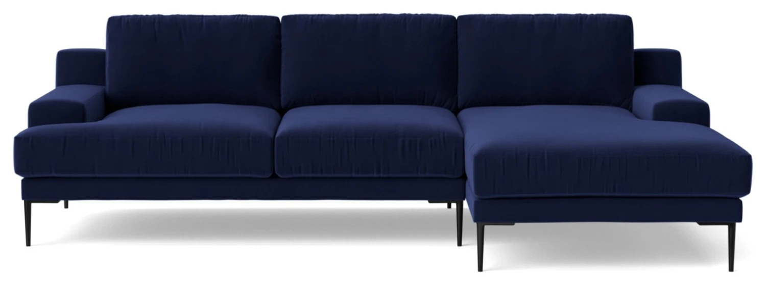 Swoon Almera Velvet Right Hand Corner Sofa - Ink Blue 7 Swoon Almera Velvet Right Hand Corner Sofa - Ink Blue - Image 5