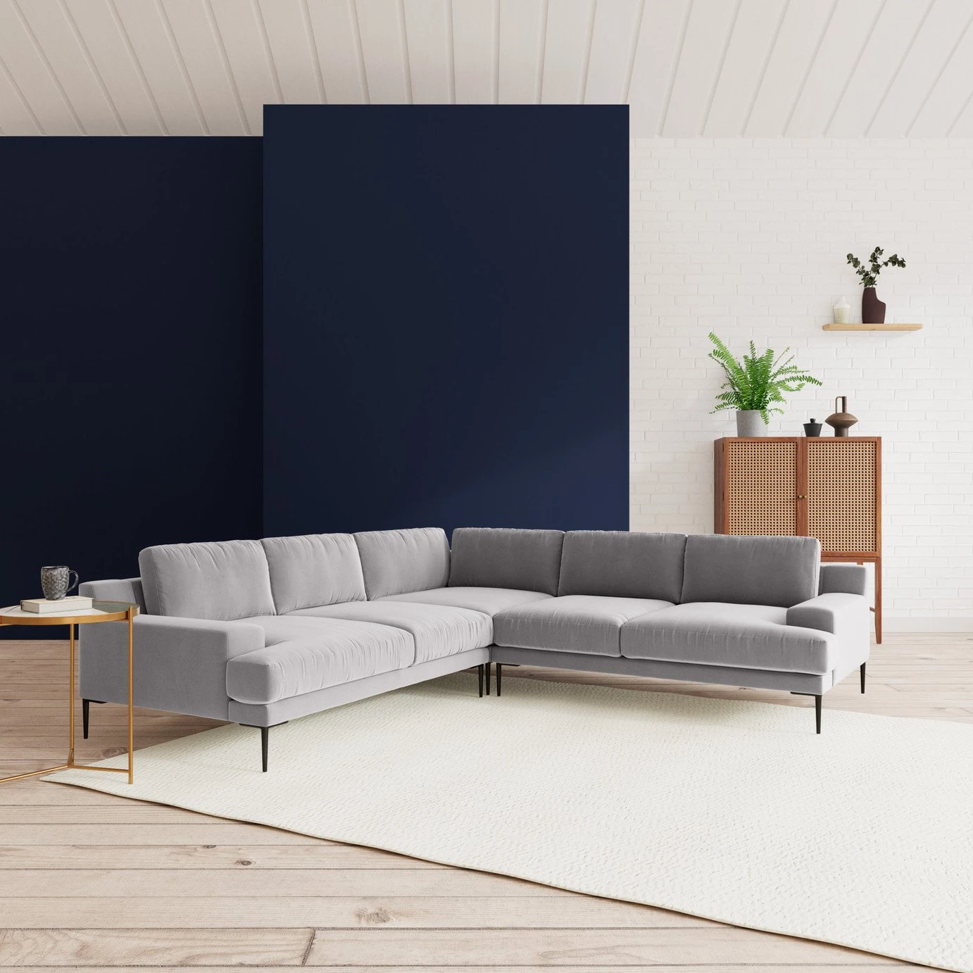 Swoon Almera Velvet 5 Seater Corner Sofa - Silver Grey 4 Swoon Almera Velvet 5 Seater Corner Sofa - Silver Grey - Image 2